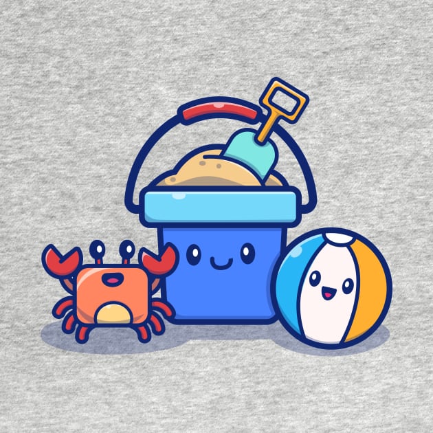 Cute Summer Bucket Sand With Crab And Ball by Catalyst Labs